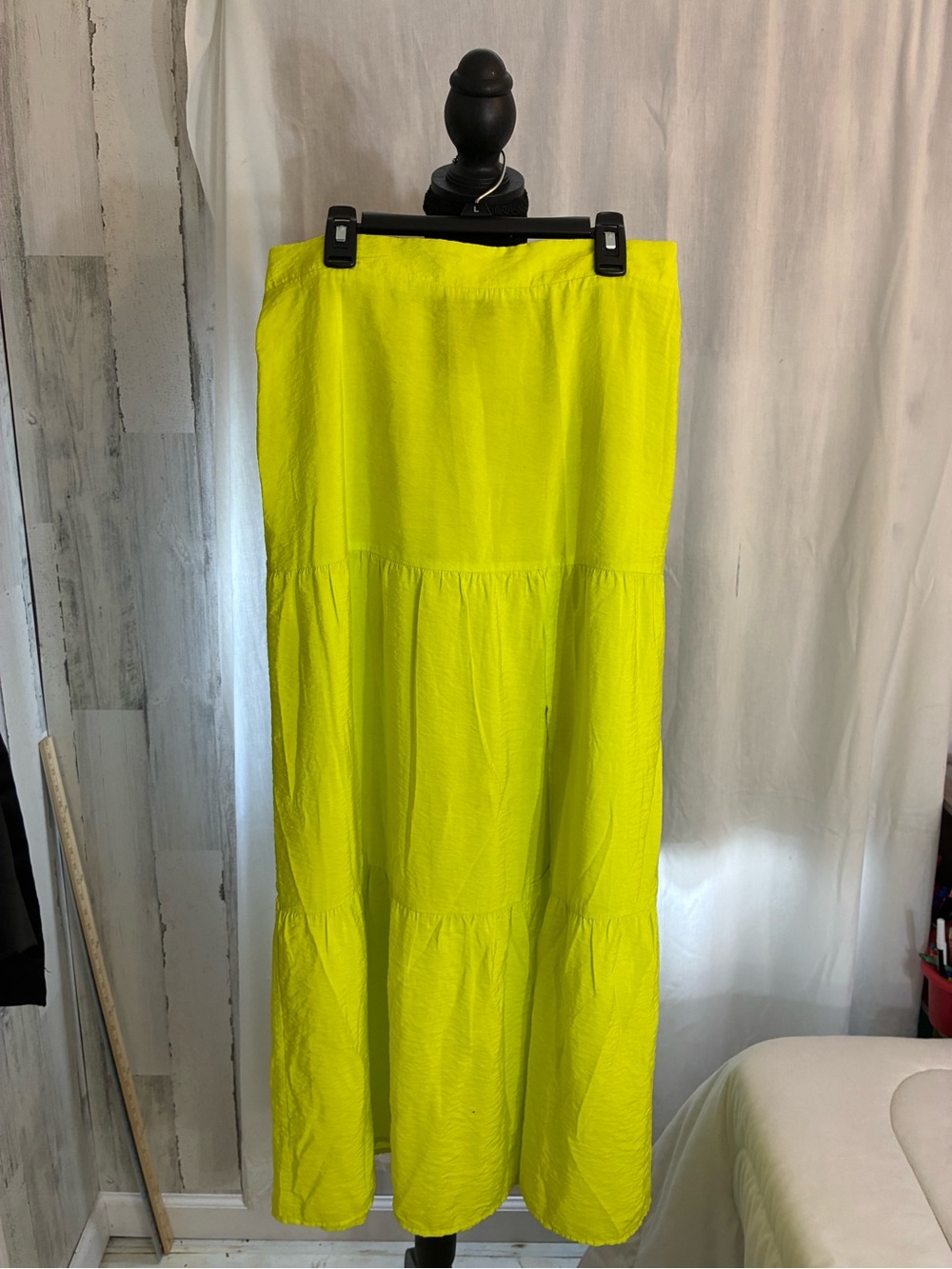 Neon Yellow Tiered Maxi Skirt - Women